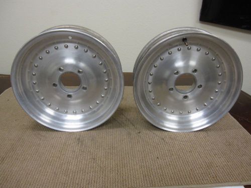 Chevy centerline wheels 15 x 3.5 rims front runners race vintage (set of two)
