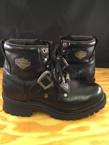 Harley-davidson sz 8 womens &#034;faded glory&#034; black 81024 black leather riding boots