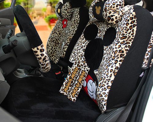 18ps 1 set new women lovely mickey mouse car seat cover plush cloth seat covers