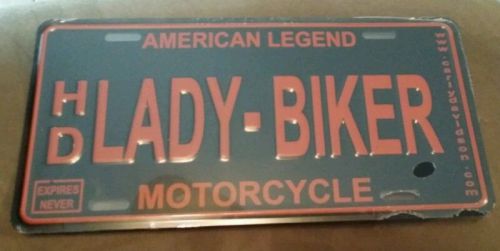 Unique &#034;lady biker&#034; license plate
