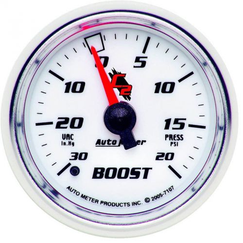 Auto meter 7107 c2 2-1/16&#034; mechanical boost/vacuum gauge, 30 in hg/20psi