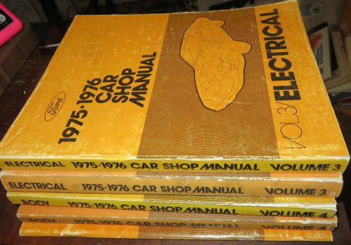 Lot of 5 1975 ford mustang lincoln mercury thunderbird car shop manual volumes