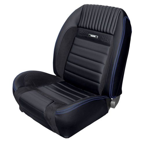 1965 1966 mustang fastback f/r seat upholstery black blue pony sport r tmi