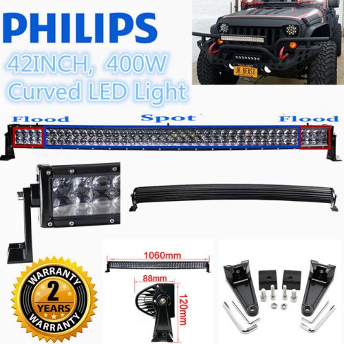 Philips 42&#034; curved 400w led combo work light bar offroad driving 4wd truck atv