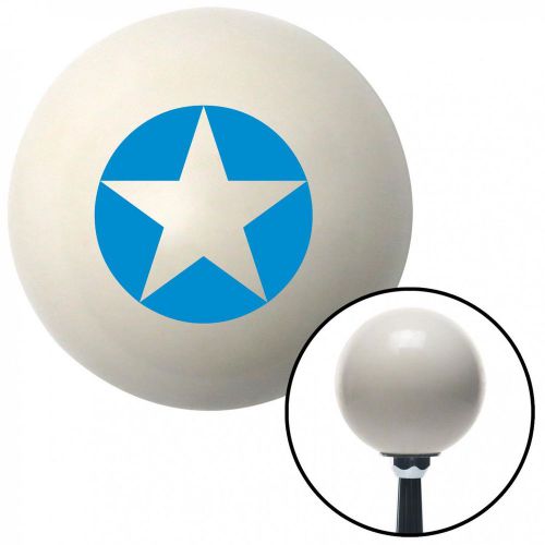 Blue star in circle ivory shift knob with 16mm x 1.5 insert ltr flathead