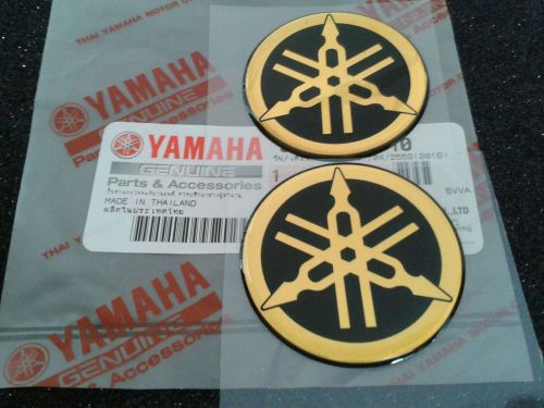 ×2  pcs.yamaha logo  genuine  tuning fork black gold 45mm  sticker emblem decal