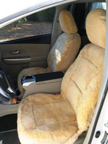 Sheepskin seat covers pair low back seat cover champagne new in box velour sides