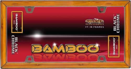 Bamboo license plate frame - bamboo and black chrome - all metal - cruiser 58000