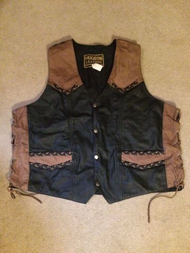Hudson leather mens braided motorcycle vest 56