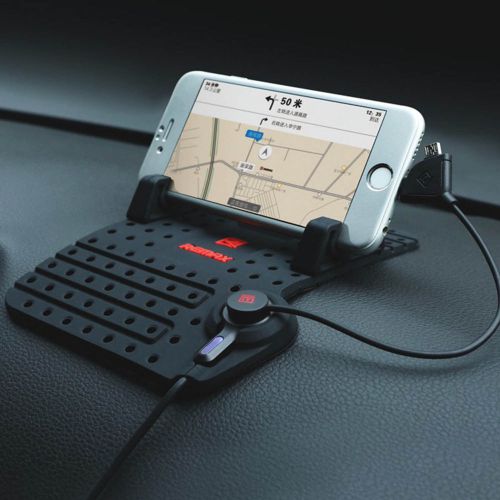 Remax car holder dashboard stand usb mount charger cradle non-slip pad for phone
