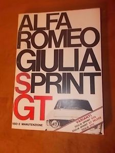 Alfa romeo giulia sprint gt uso e manutenzione italian owners manual gta &amp; gtc