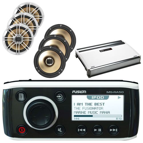Marine fusion ipod aux am fm radio, 720w amplifier, 6 marine polk 6.5&#034; speakers