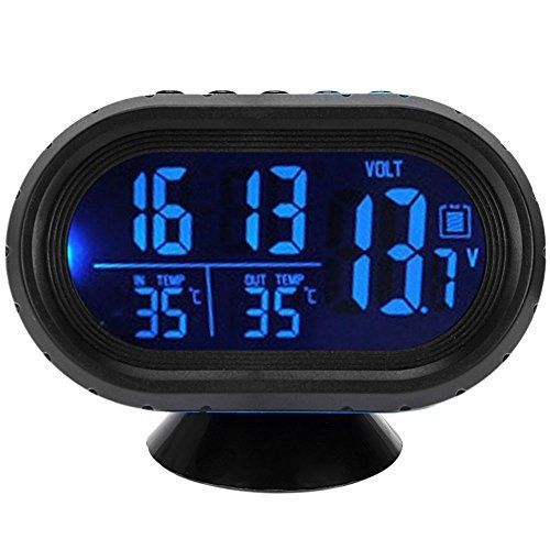 Autolover 4 in 1 digital car thermometer voltage meter luminous clock tester