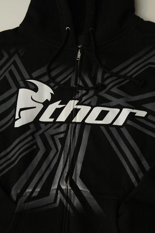 Free shipping new thor motocross nice hoody zip up jacket black adult xx-large