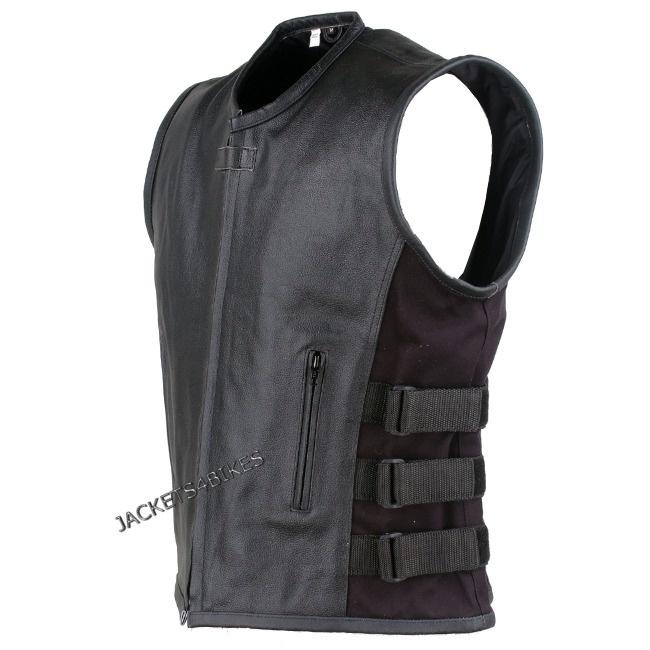 New biker motorcycle leather vest stylish black s