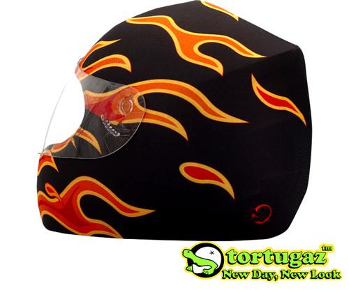 Black flames full face motorcycle fashion helmet cover by tortugaz