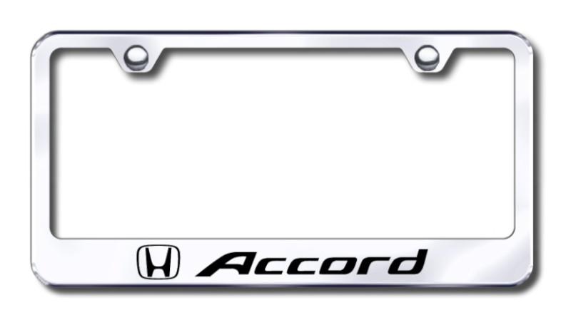 Honda accord  engraved chrome license plate frame -metal made in usa genuine