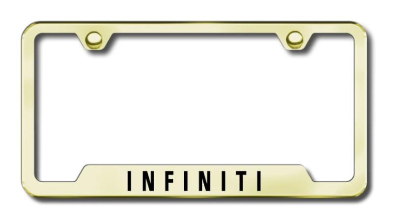 Infiniti  engraved gold cut-out license plate frame made in usa genuine