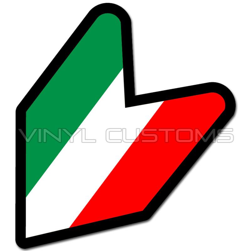4" italy wakaba leaf flag italian decal sticker jdm a+