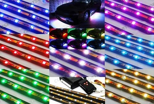 7 color 126 rgb led light strip under car underbody glow flash strobe module kit