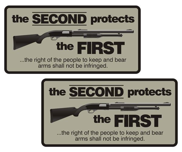 Second protects first shotgun decal set 3"x1.5" 2nd amendment gun sticker u5ab