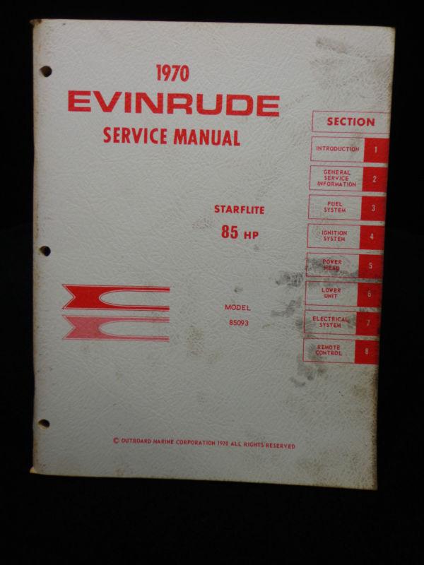 Factory 1970 service manual #4690 evinrude 85hp starflite outboard model 85093