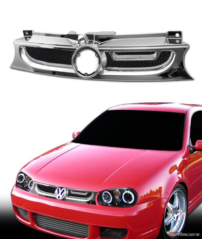 Chrome ab-t style aluminum mesh front hood bumper grill grille 99-06 vw golf mk4