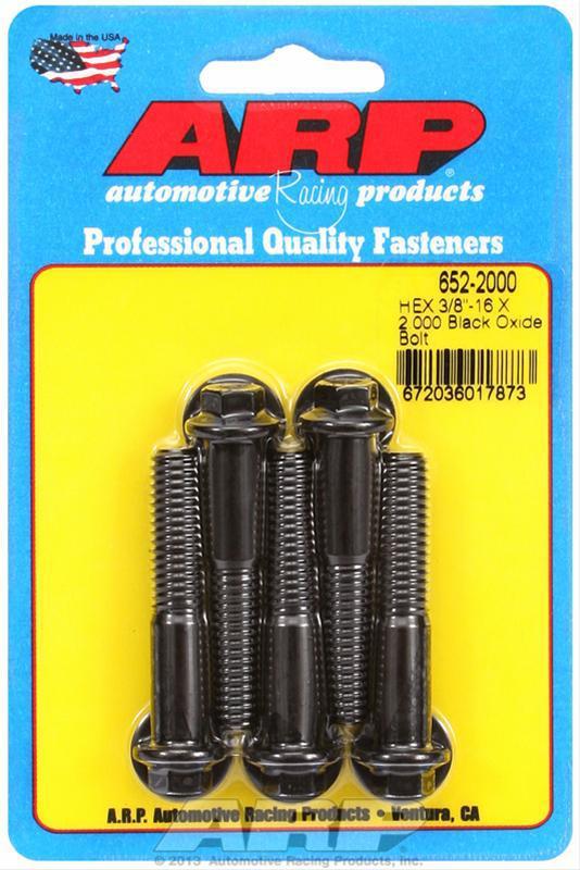 Arp bolts hex head custom 450 black oxide 3/8"-16 rh thread 2.000" uhl set of 5