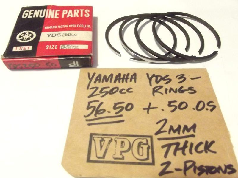 Genuine yamaha yds3 yds 250cc piston ring set  +.50mm os 56.50mm bore nos 