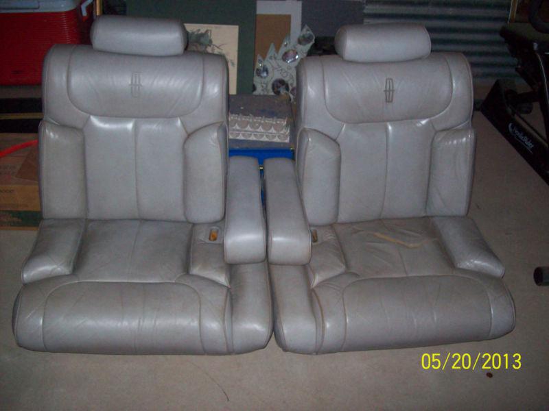 1990 lincoln town car genuine oem front seats w/out tracks & motors gray leather