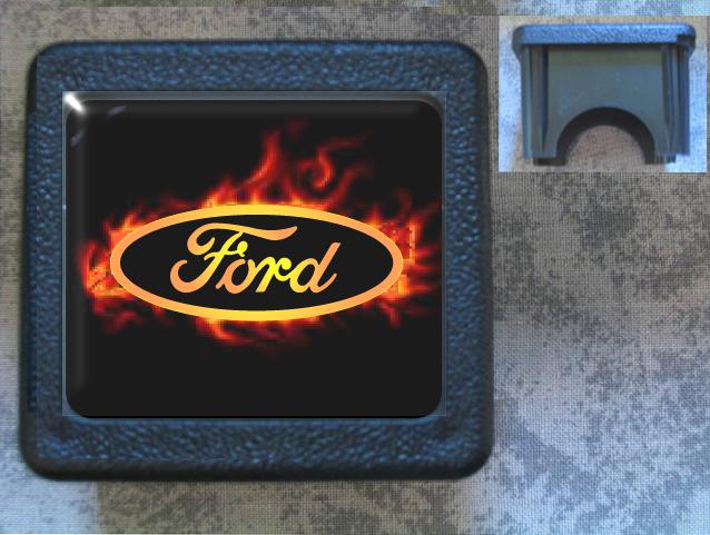 Hp ford on fire trailer hitch plug cover hot flaming ford accessory