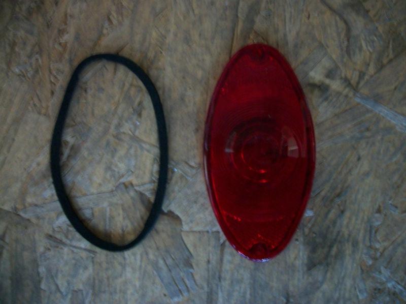 Custom chrome replacement red cateye taillight lens with gasket part# 19763
