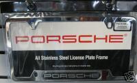 Porsche nameplate polished stainless steel frame! oem!