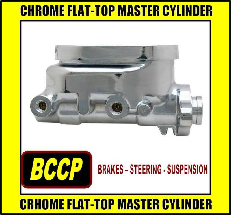 Chrome brake master cylinder 4-port slimline flat-top aluminum | gm and ford
