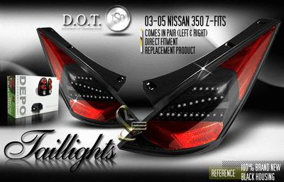 Depo pair euro style black altezza tail lights w/ led 03-05 04 nissan 350z