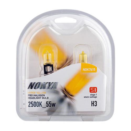Nokya hyper yellow h3 55w halogen headlight bulbs + free gift