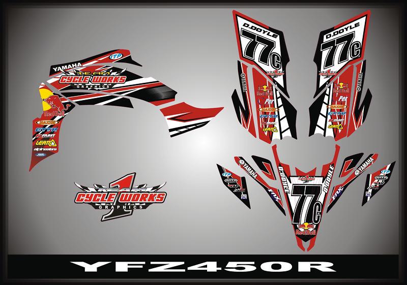 2009-2012 yfz 450x 450r custom made red graphics kit decal pegatinas graficas