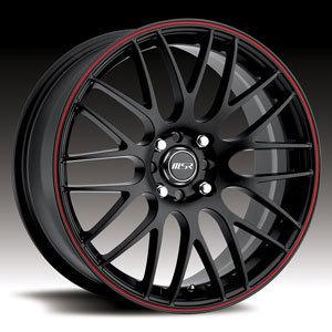 18" msr 045 black / red & 225-40-18 tires civic cobalt ion g5 accord wheels rims