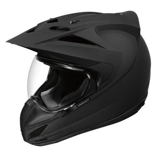 Icon variant solid rubatone street race motorcycle helmet black adult l lg large