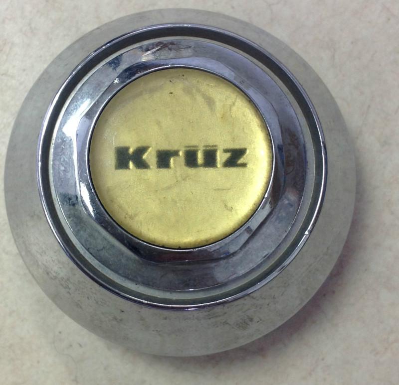 Kruz aftermarket wheel center cap chrome yellow 2.625" diameter