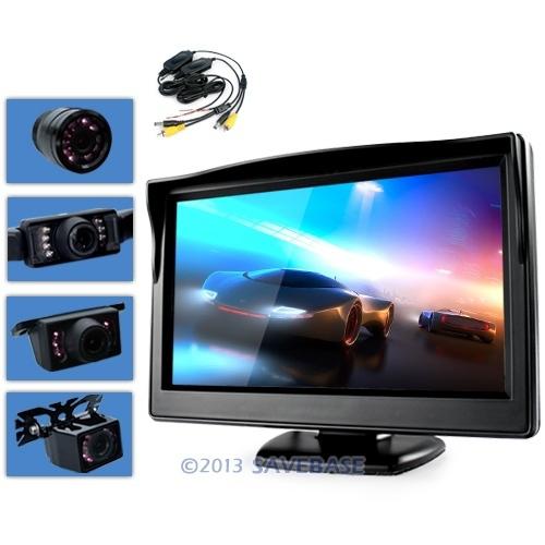 Car wireless reversing camera kit 5 inch back up lcd +night vision rearview cam