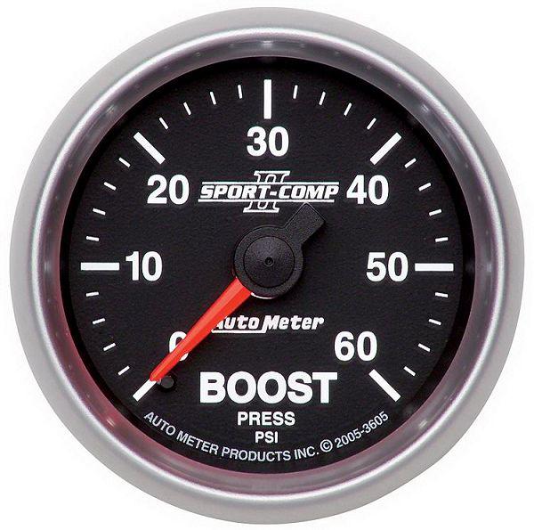 Auto meter 3605 sport comp ii 2 1/16" mechanical boost gauge 0-60 psi