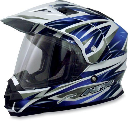 New afx fx-39 dual sport motorcycle helmet, blue, med/md