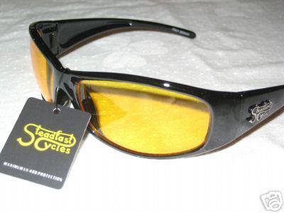 Steadfast cycles sun glasses night riding yellow tinted eye protection wear