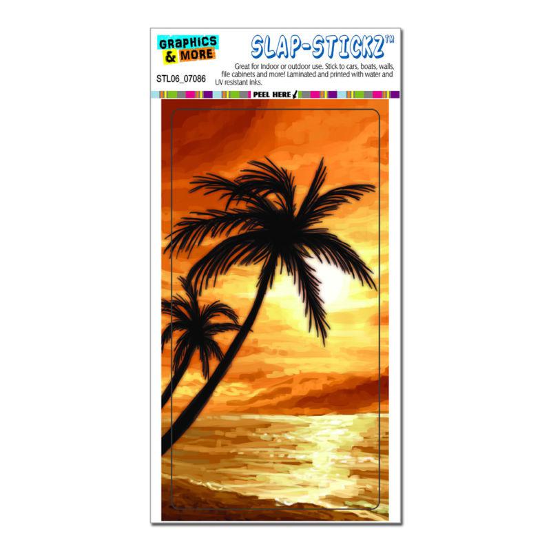 Palm trees and sunset orange beach tropical ocean - slap-stickz™ bumper sticker