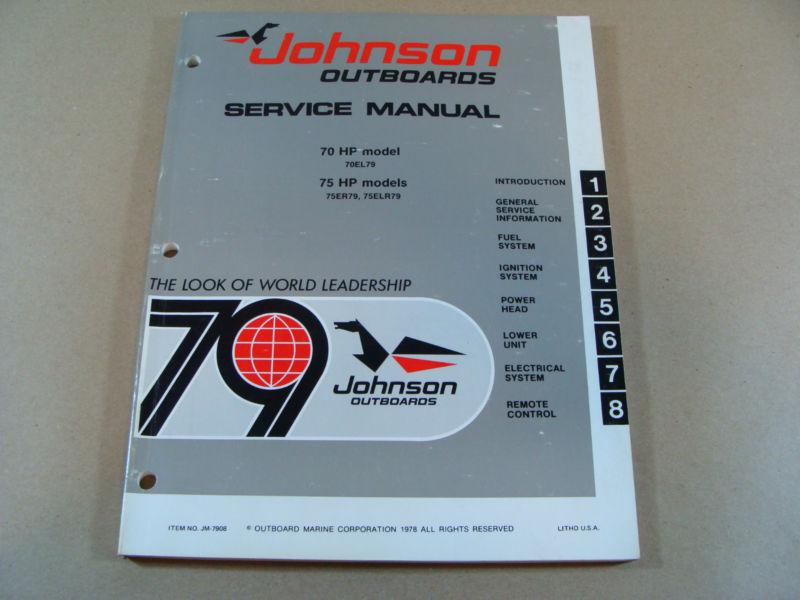 1979 omc johnson 70 & 75 hp outboard motor engine service repair manual jm-7908