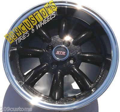 15" str 503 black machined lip 15x7.5 4x100 +10  wheels tires sentra versa