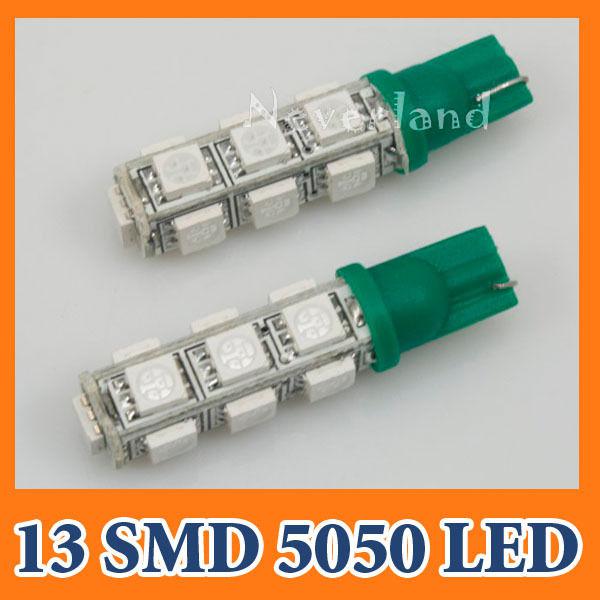 2x t10 13 smd 5050 led w5w 168 194 912 921 wedge dome light lamp bulb green 12v