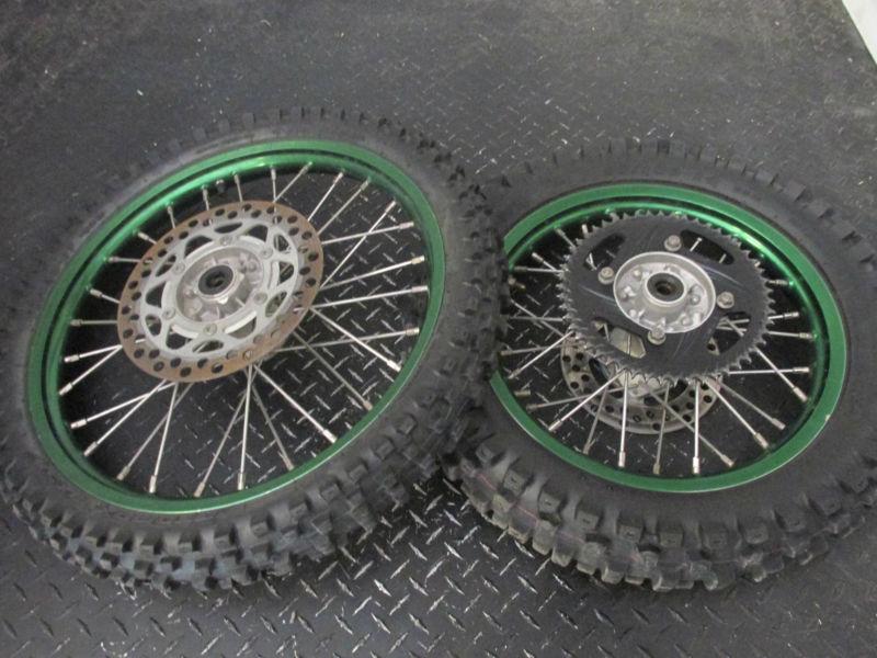 05 kx100 kx 100 85 kx85 green pro wheels 14/17 rim hubs tires rotors set 