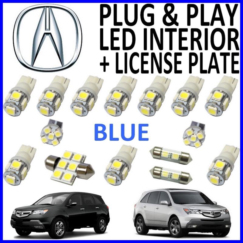 15 piece super blue led interior package kit + license plate tag lights am2b
